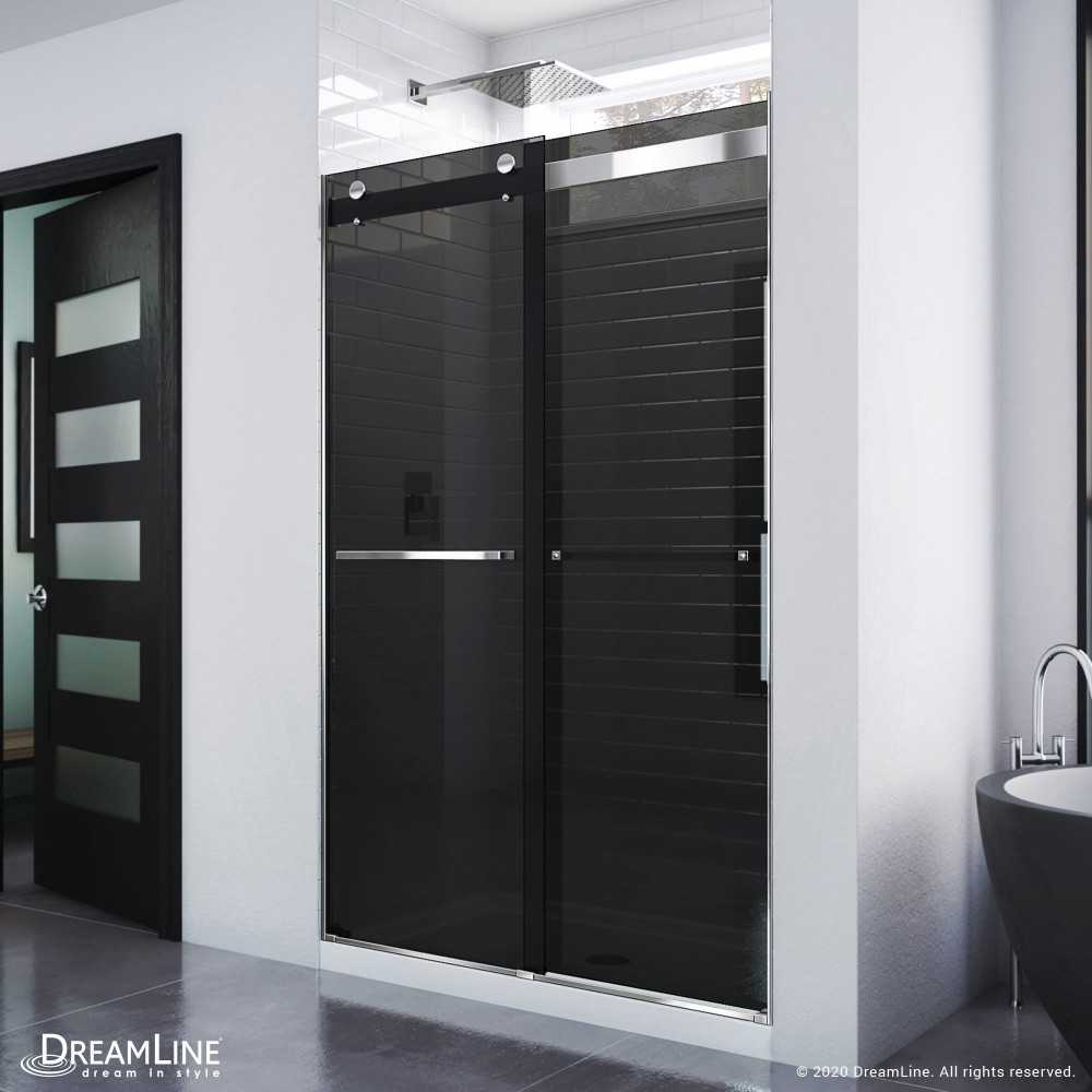 Essence 44-48 in. W x 76 in. H Frameless Smoke Gray Glass Bypass Shower Door in Chrome
