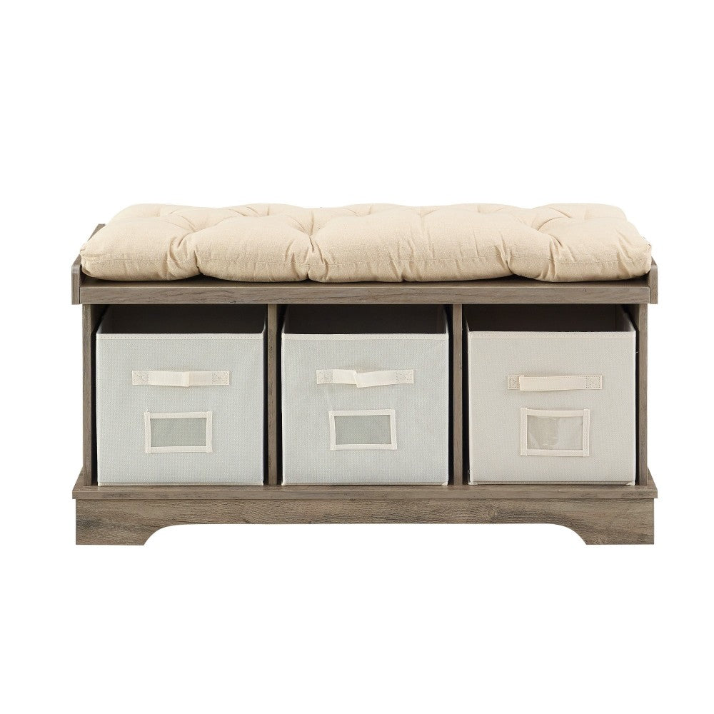 Essential 42" Modern Farmhouse Entryway Storage Bench - Gray Wash