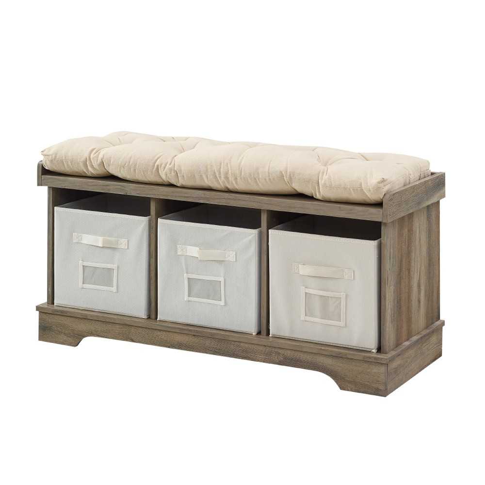 Essential 42" Modern Farmhouse Entryway Storage Bench - Gray Wash