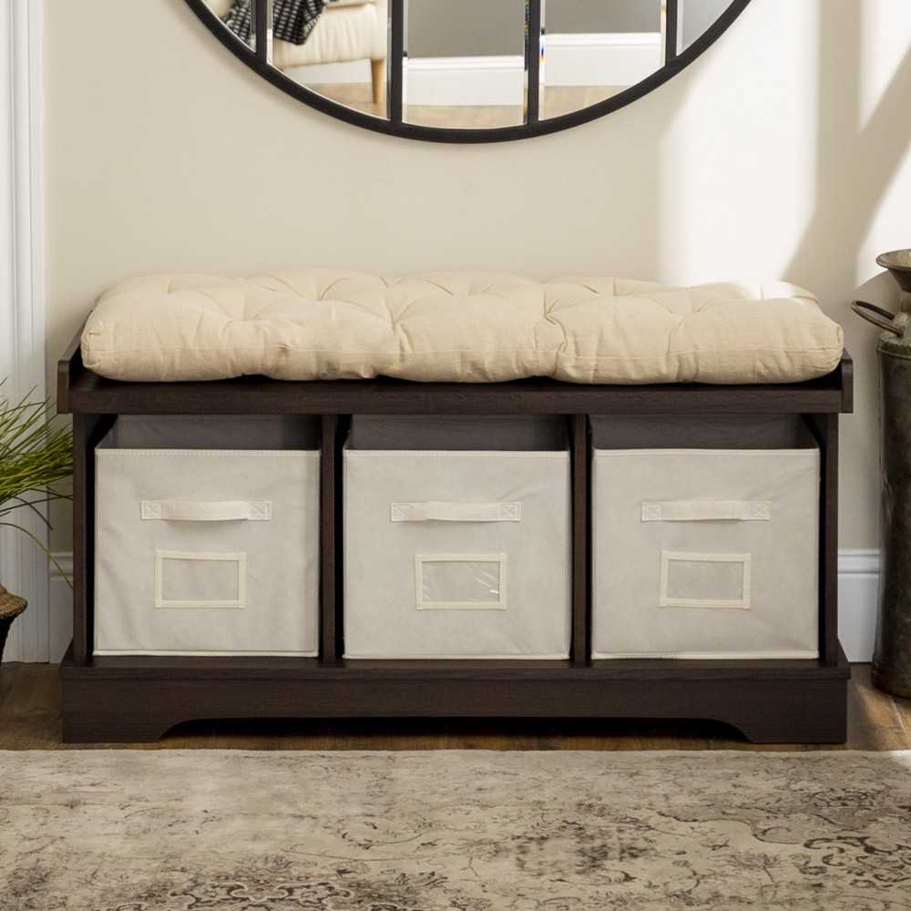 Essential 42" Modern Farmhouse Entryway Storage Bench - Espresso