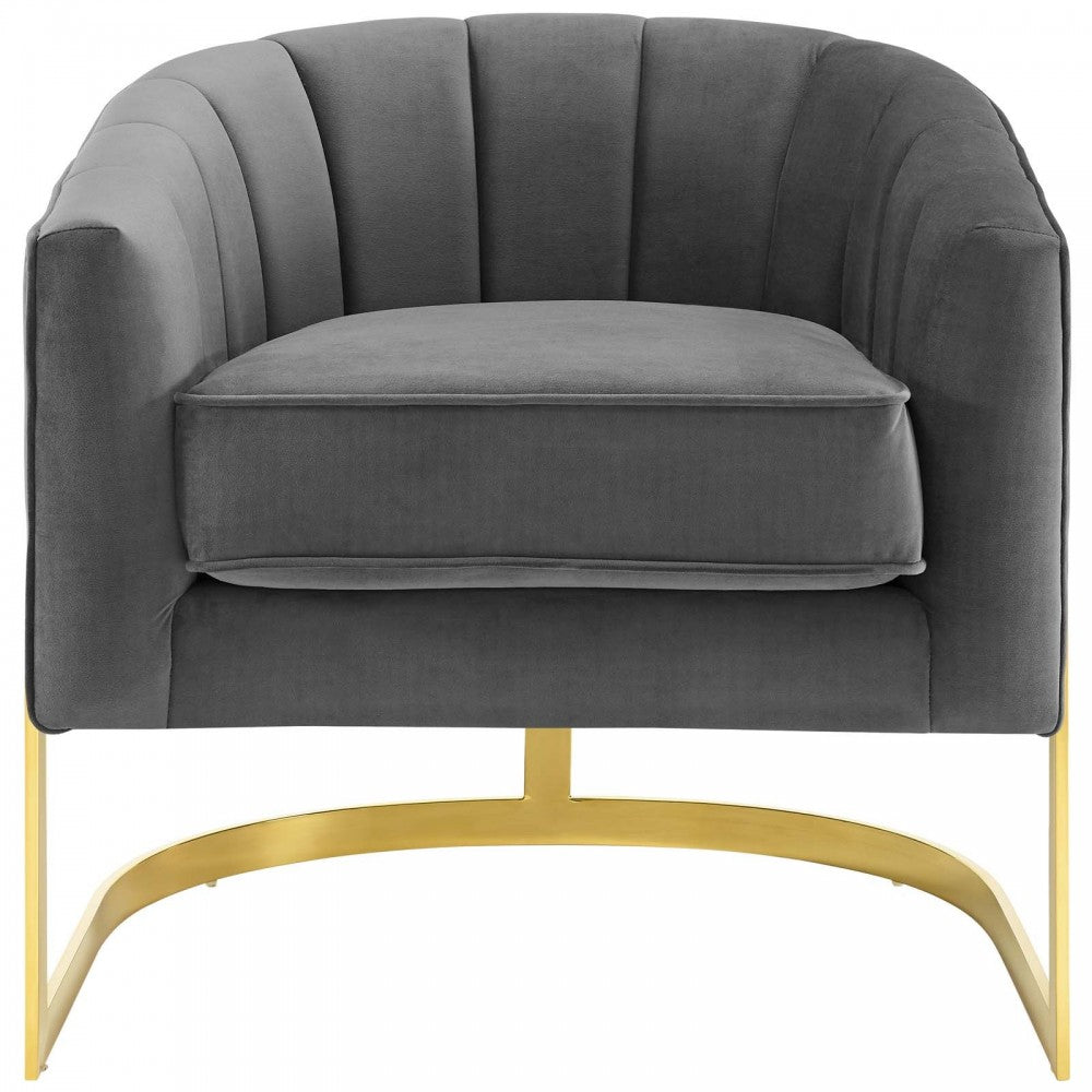 Esteem Accent Armchair Performance Velvet Set of 2, Gray