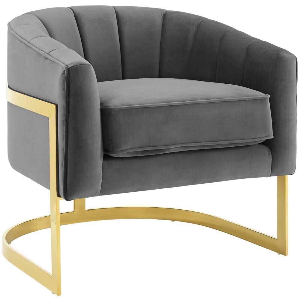 Esteem Accent Armchair Performance Velvet Set of 2, Gray