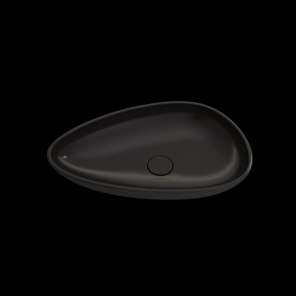 Etna Vessel Fireclay 23.25 in. with Matching Drain Cover in Matte Black