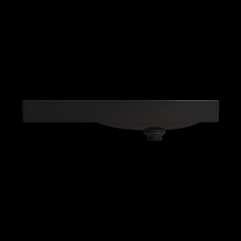 Etna Wall-Mounted Sink Fireclay 35.5 in with Matching Drain Cover in Matte Black