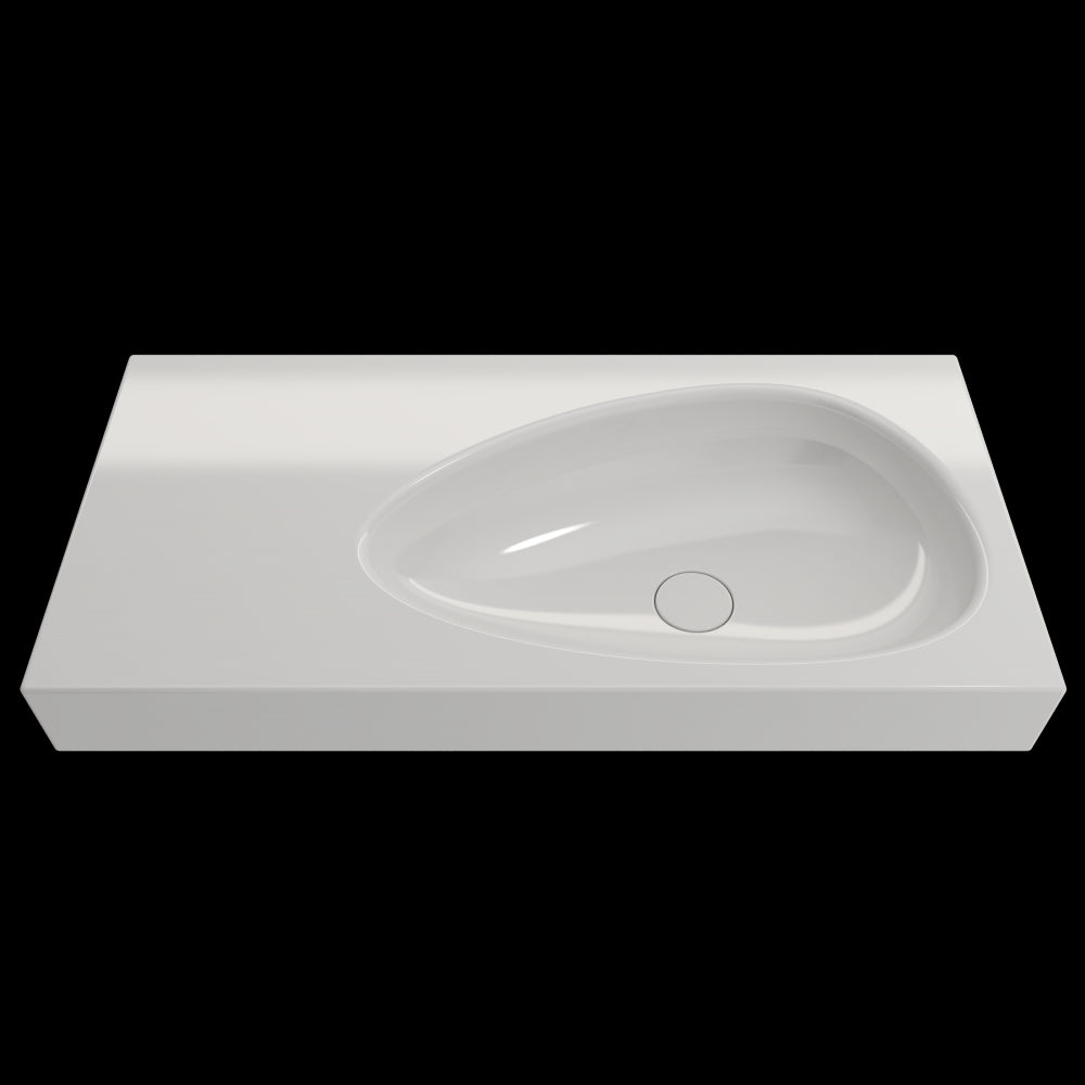 Etna Wall-Mounted Sink Fireclay 35.5 in. with Matching Drain Cover in White