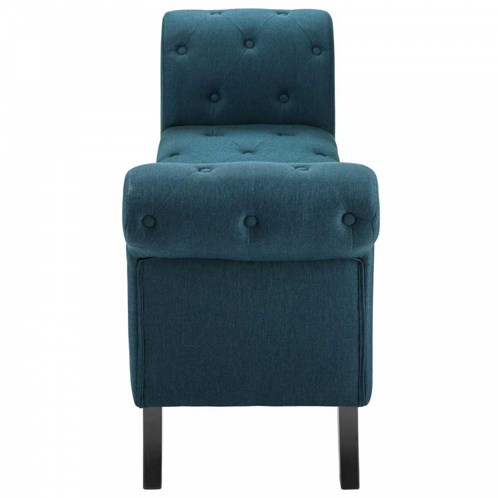 Evince Button Tufted Accent Upholstered Fabric Bench, Blue