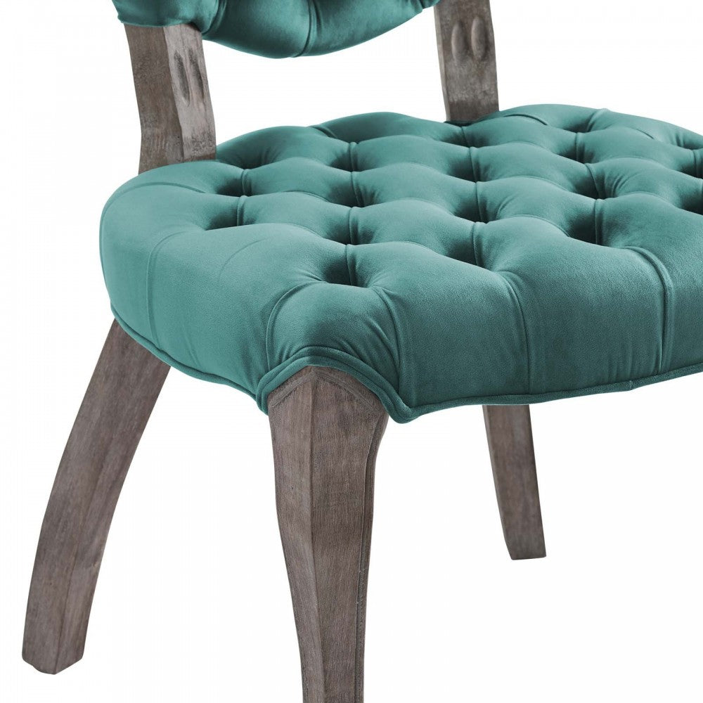 Exhibit French Vintage Dining Performance Velvet Side Chair, Teal
