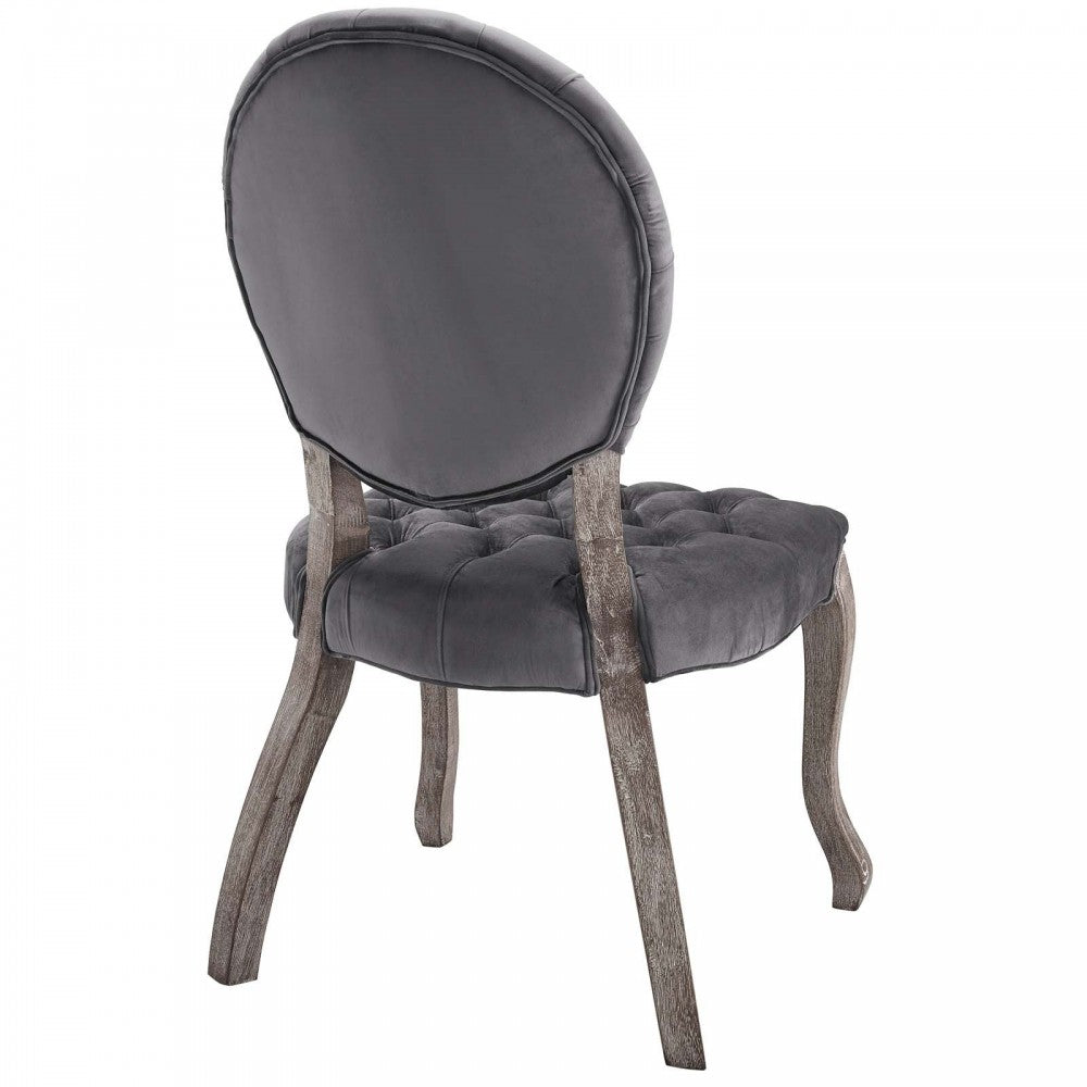 Exhibit French Vintage Dining Performance Velvet Side Chair, Gray