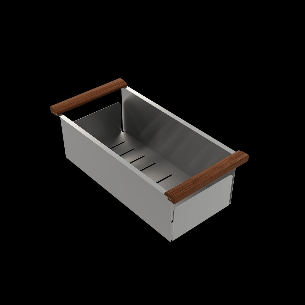 Extra Deep Colander with Wooden Handles - Sapele Mahogany, Stainless Steel