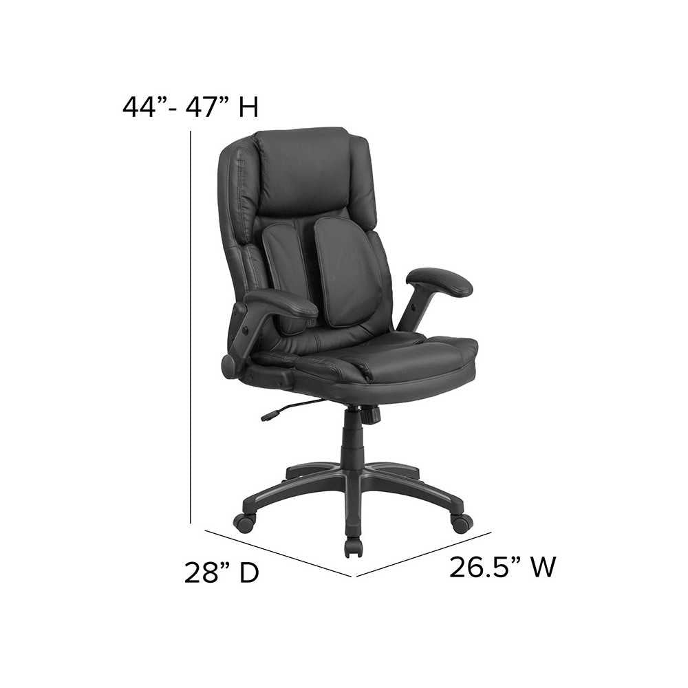 Extreme Comfort High Back Black LeatherSoft Executive Swivel Ergonomic Office Chair with Flip-Up Arms