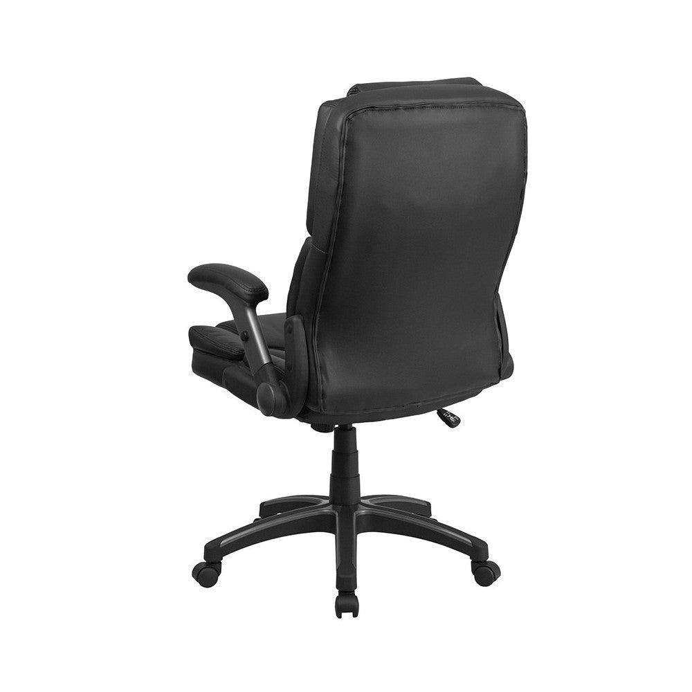 Extreme Comfort High Back Black LeatherSoft Executive Swivel Ergonomic Office Chair with Flip-Up Arms