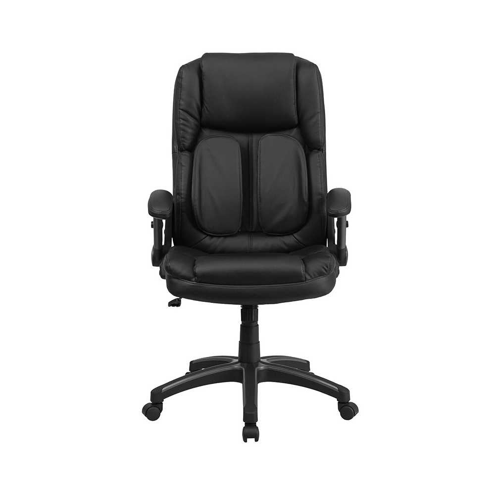 Extreme Comfort High Back Black LeatherSoft Executive Swivel Ergonomic Office Chair with Flip-Up Arms