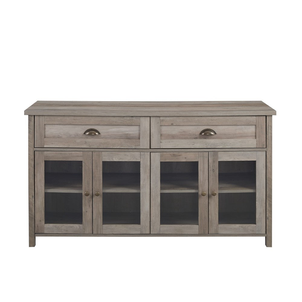 Farmhouse 2 Drawer, 4 Glass Door TV Stand for TVs up to 58 Inches - Gray Wash