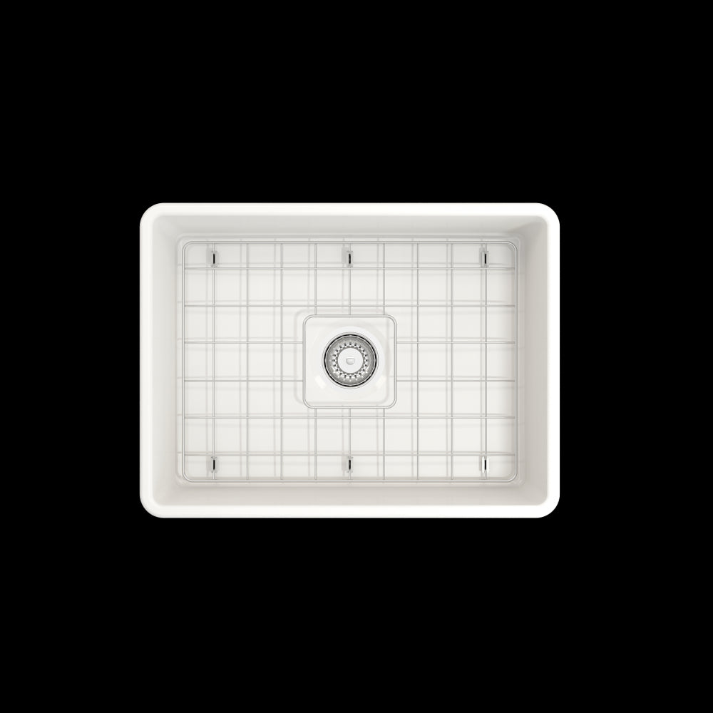 Farmhouse Apron Front Fireclay 24 in. Single Bowl Kitchen Sink with Protective Bottom Grid and Strainer in White