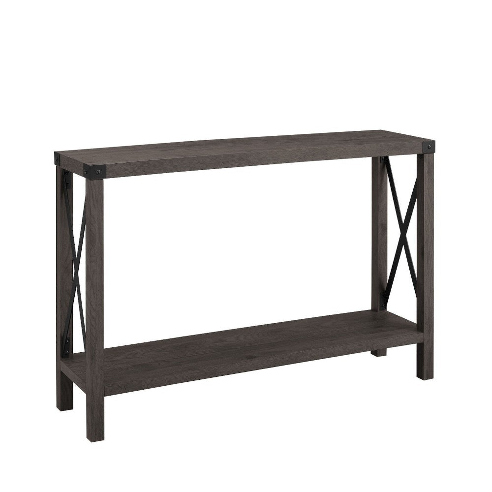 Farmhouse Metal-X Entry Table with Lower Shelf - Sable