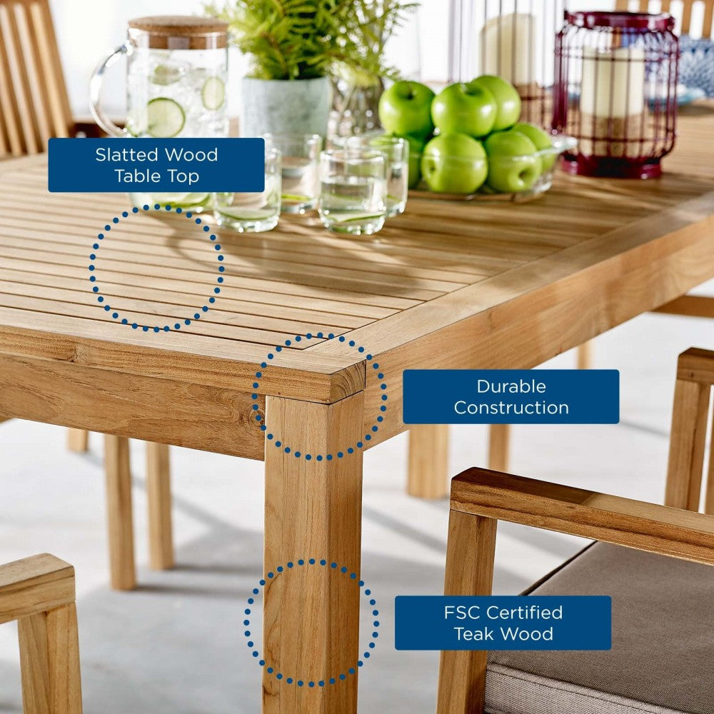 Farmstay 79" Outdoor Patio Teak Wood Dining Table
