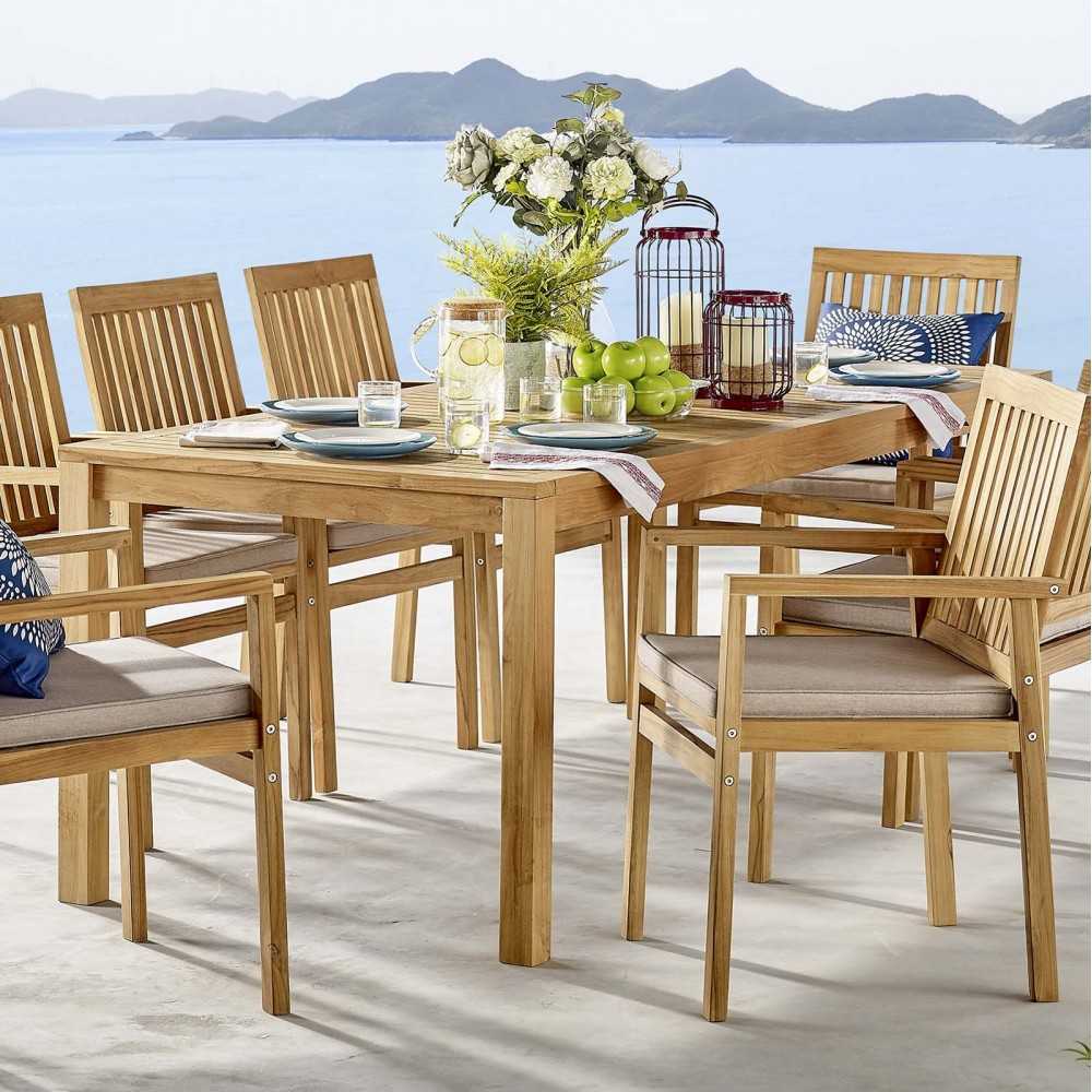 Farmstay 79" Outdoor Patio Teak Wood Dining Table