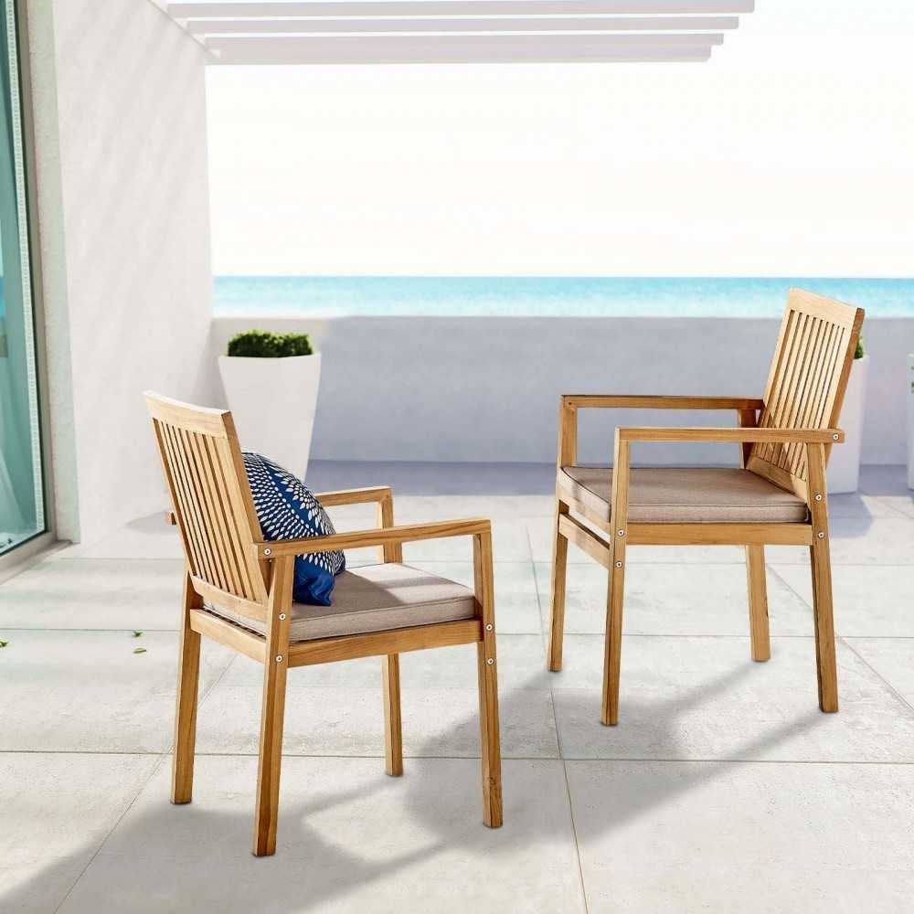 Farmstay Outdoor Patio Teak Dining Armchair Set of 2