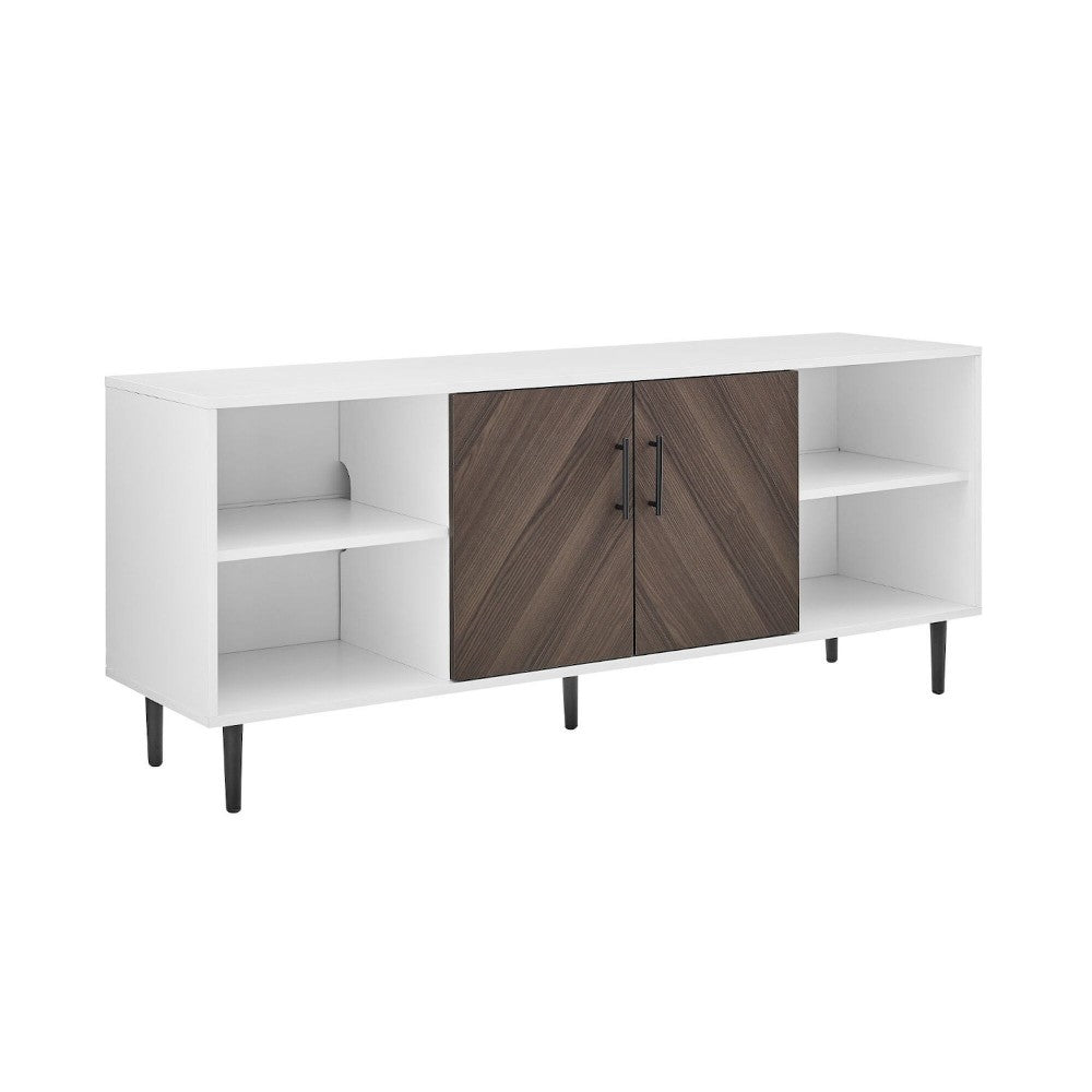 Faux-Bookmatch TV Stand for TVs up to 65" - Ash Brown Bookmatch/Solid White