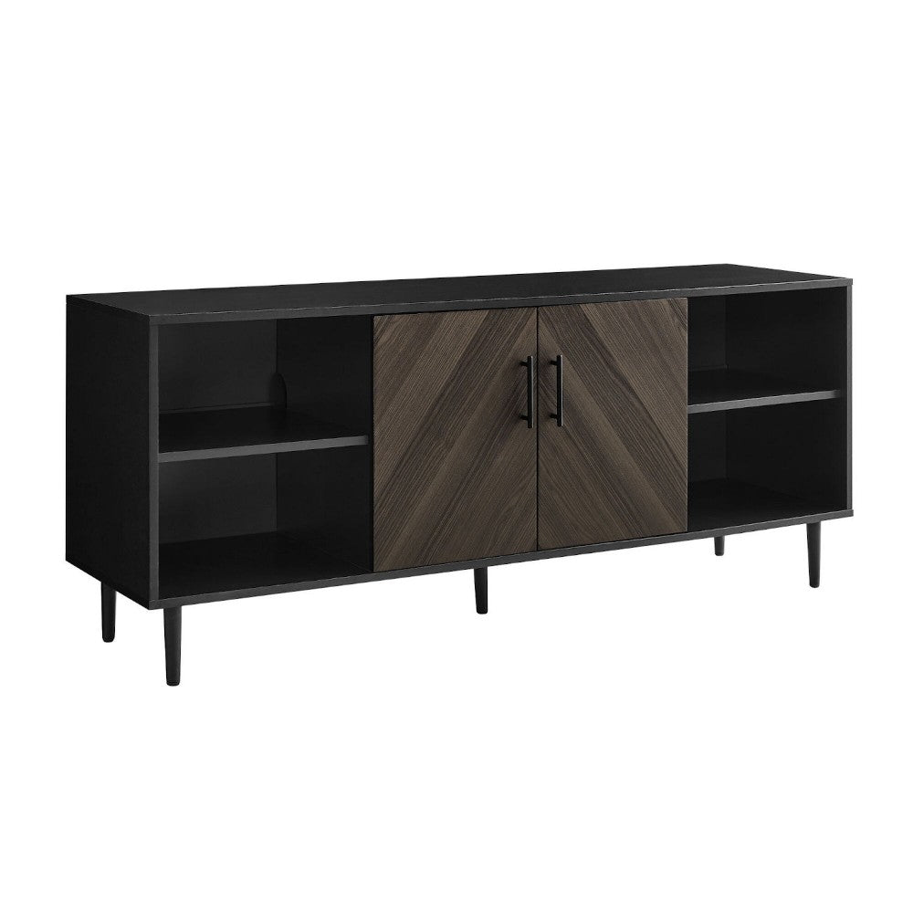 Faux-BookmatchTV Stand for TVs up to 65" - Ash Brown Bookmatch/Solid Black
