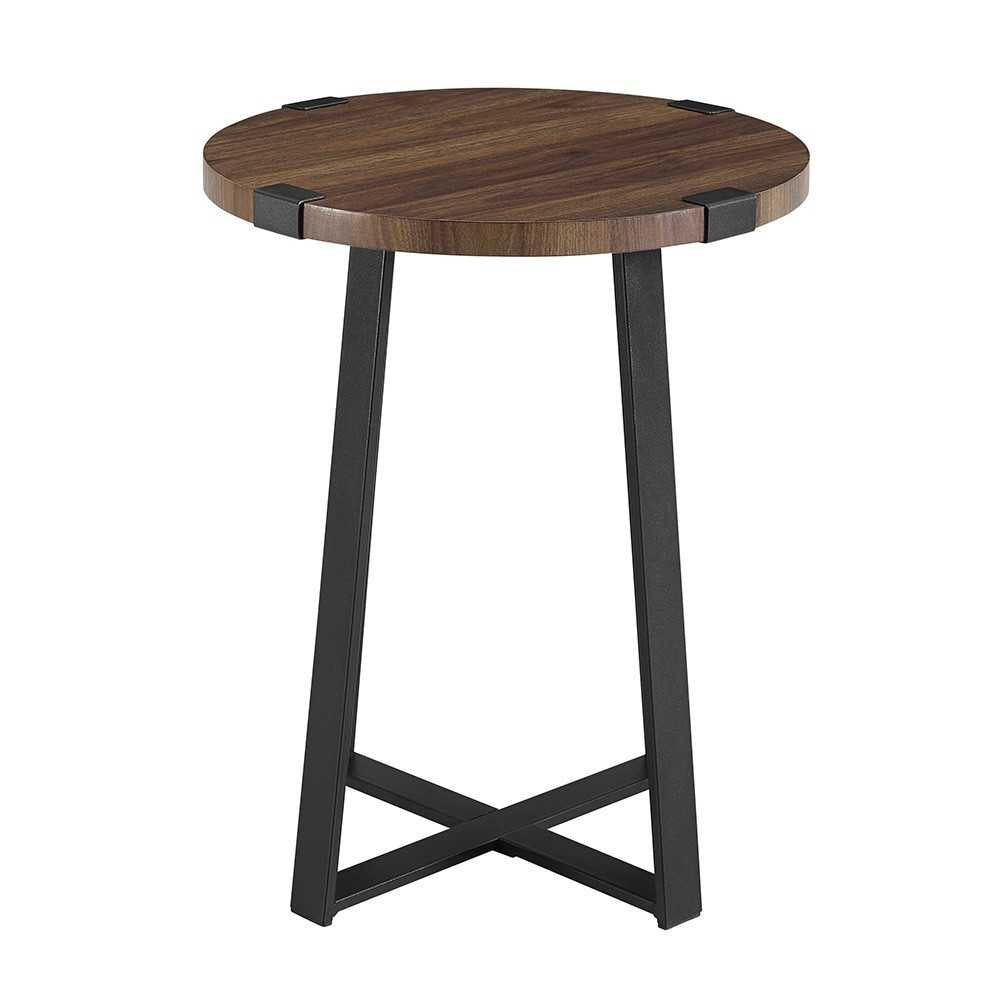 Faux Wrap Leg Rustic Side Table - Dark Walnut