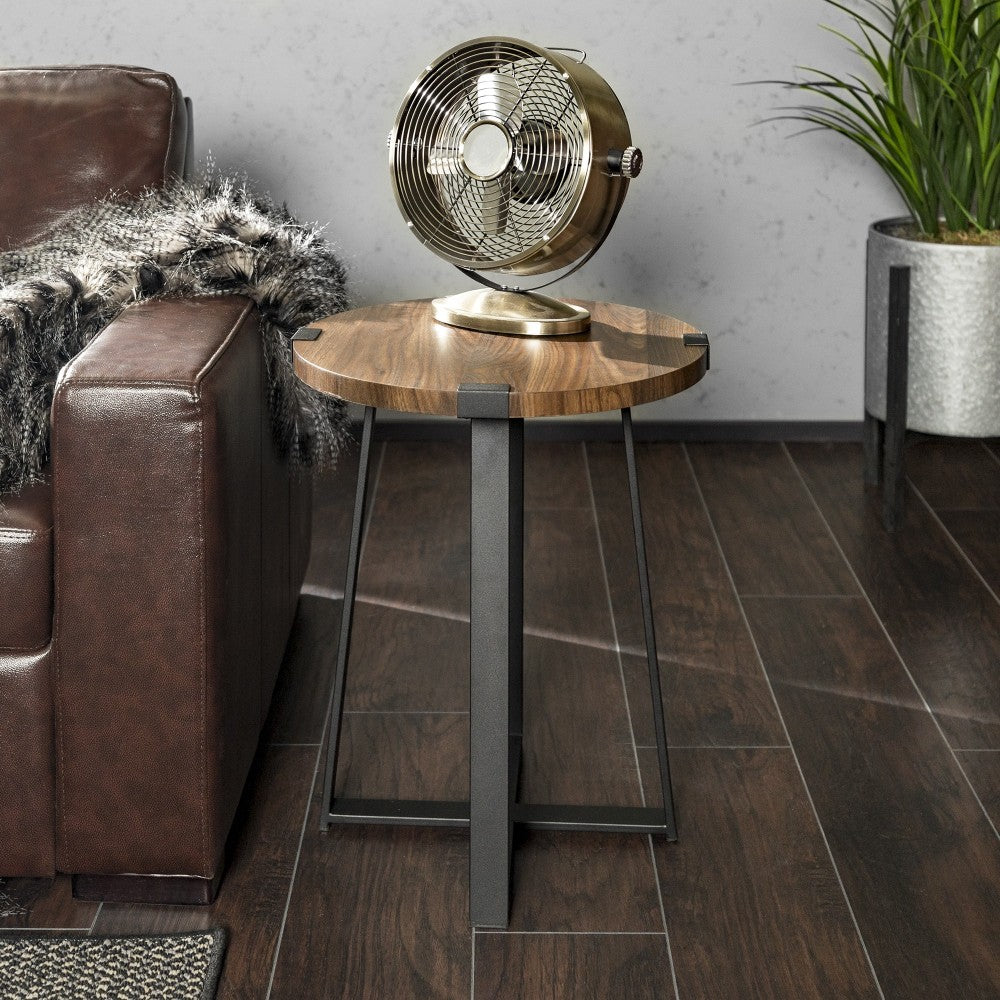 Faux Wrap Leg Rustic Side Table - Dark Walnut