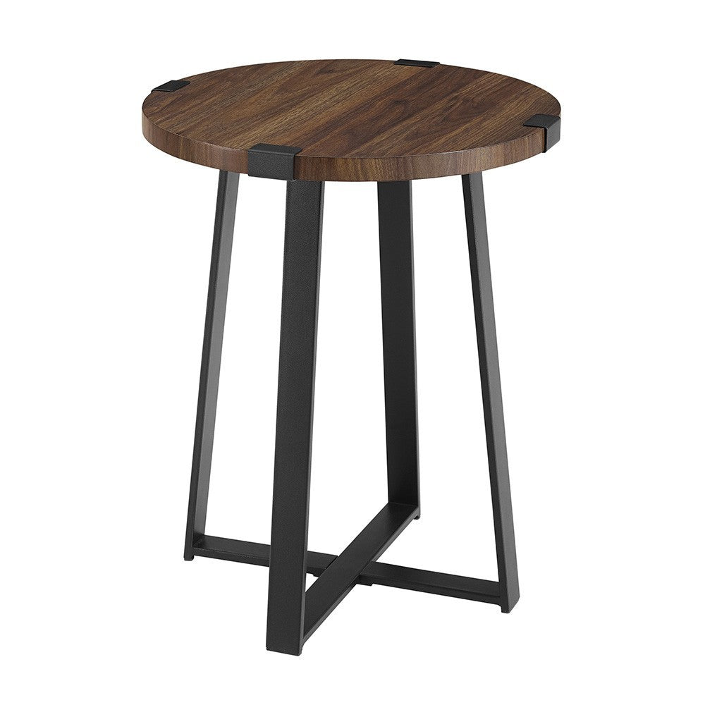 Faux Wrap Leg Rustic Side Table - Dark Walnut