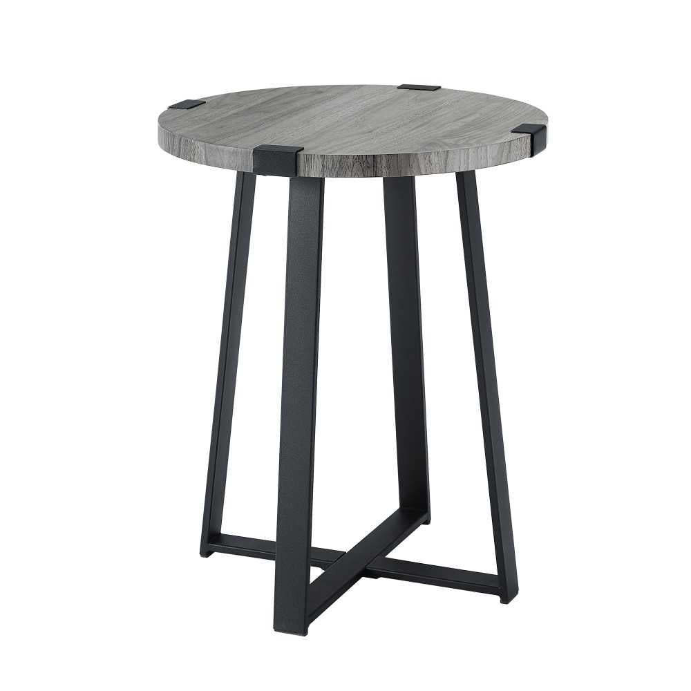 Faux Wrap Leg Rustic Side Table - Slate Gray