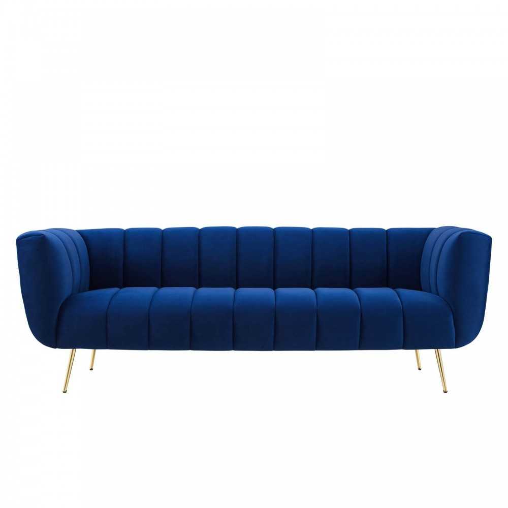 Favour Channel Tufted Performance Velvet Sofa, Navy