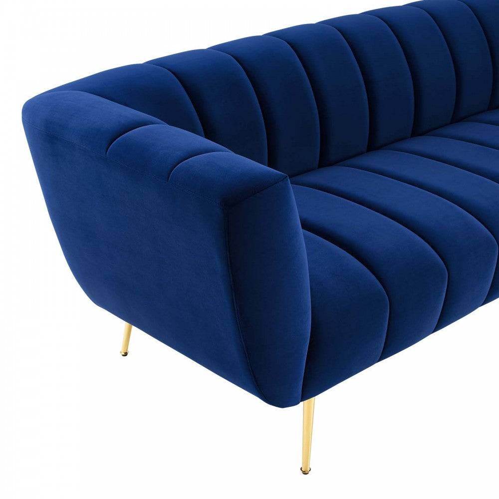 Favour Channel Tufted Performance Velvet Sofa, Navy