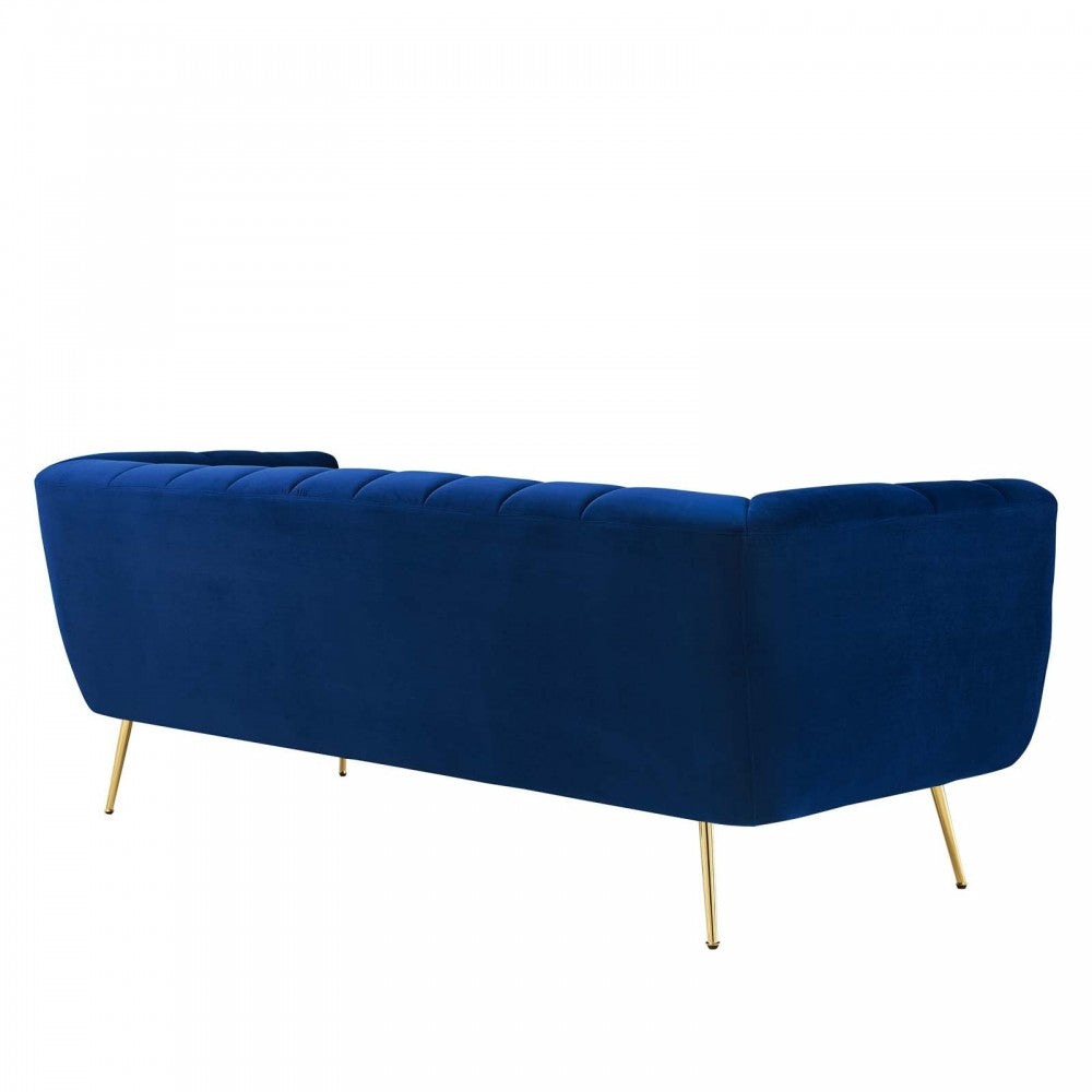Favour Channel Tufted Performance Velvet Sofa, Navy