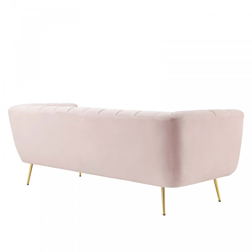 Favour Channel Tufted Performance Velvet Sofa, Pink
