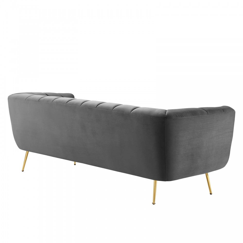 Favour Channel Tufted Performance Velvet Sofa, Gray