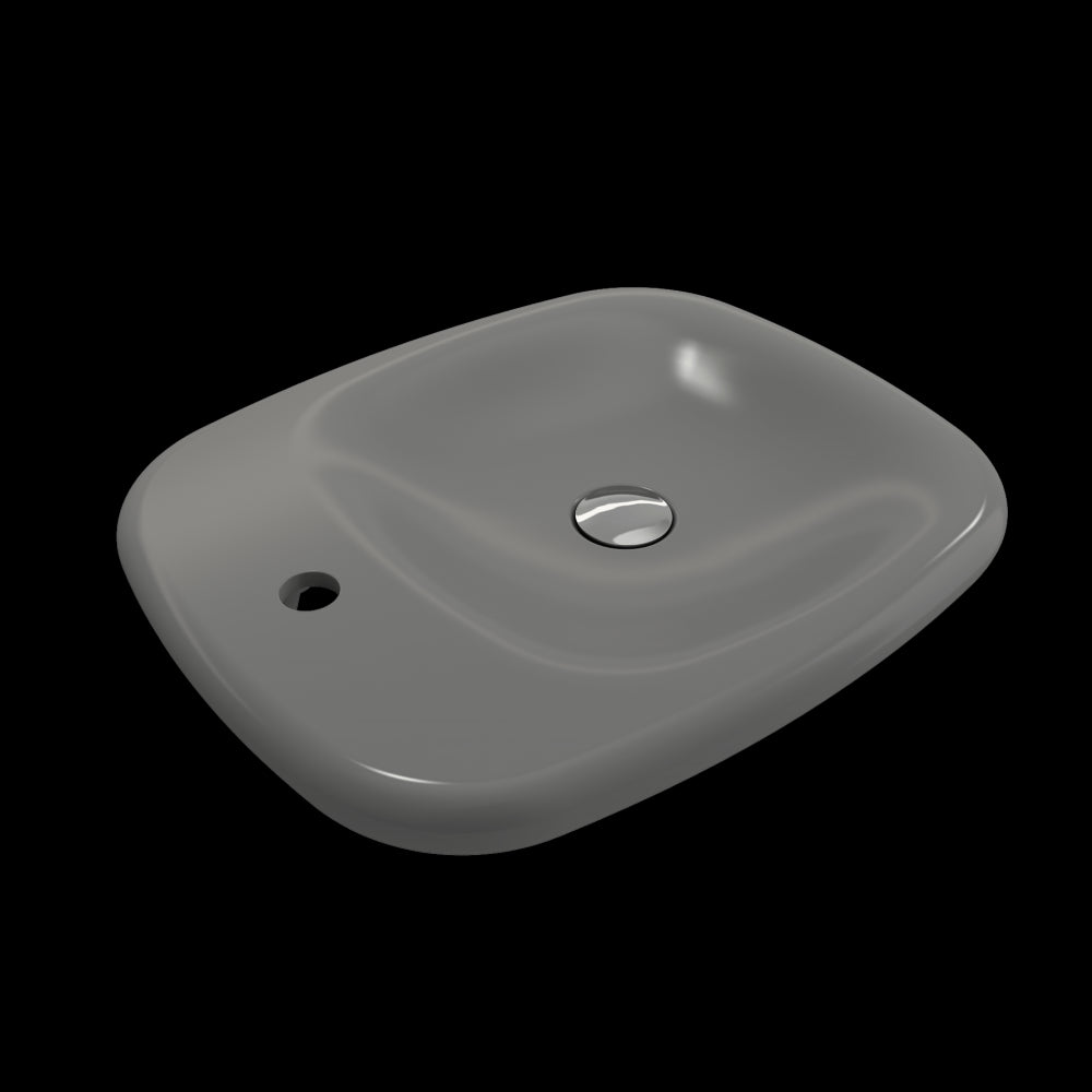 Fenice Vessel Fireclay 21.75 in. 1-Hole in Matte Gray