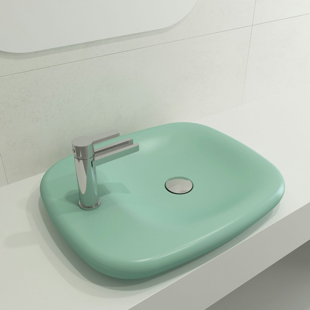 Fenice Vessel Fireclay 21.75 in. 1-Hole in Matte Mint Green