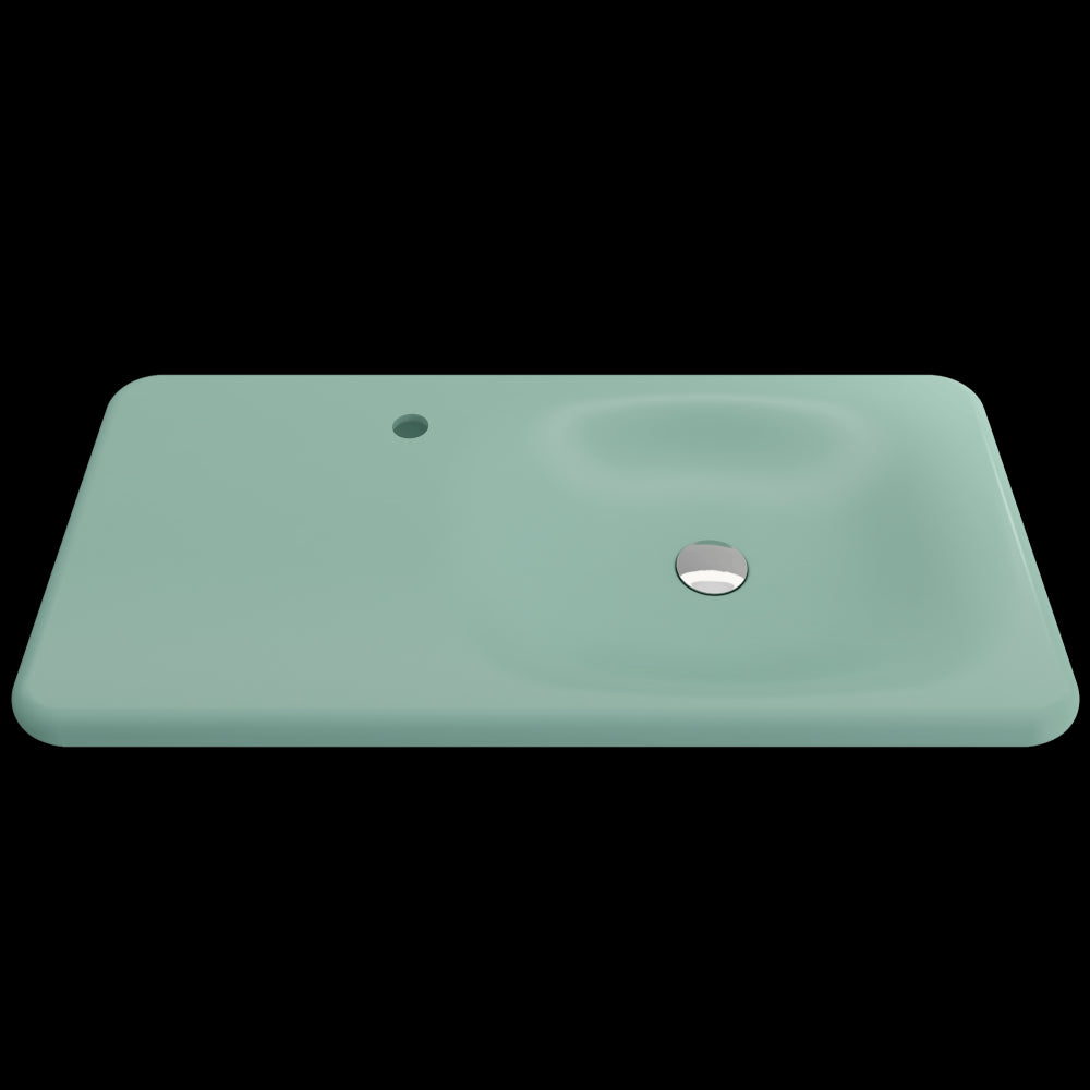 Fenice Wall-Mounted Sink Fireclay 35.5 in. 1-Hole in Matte Mint Green