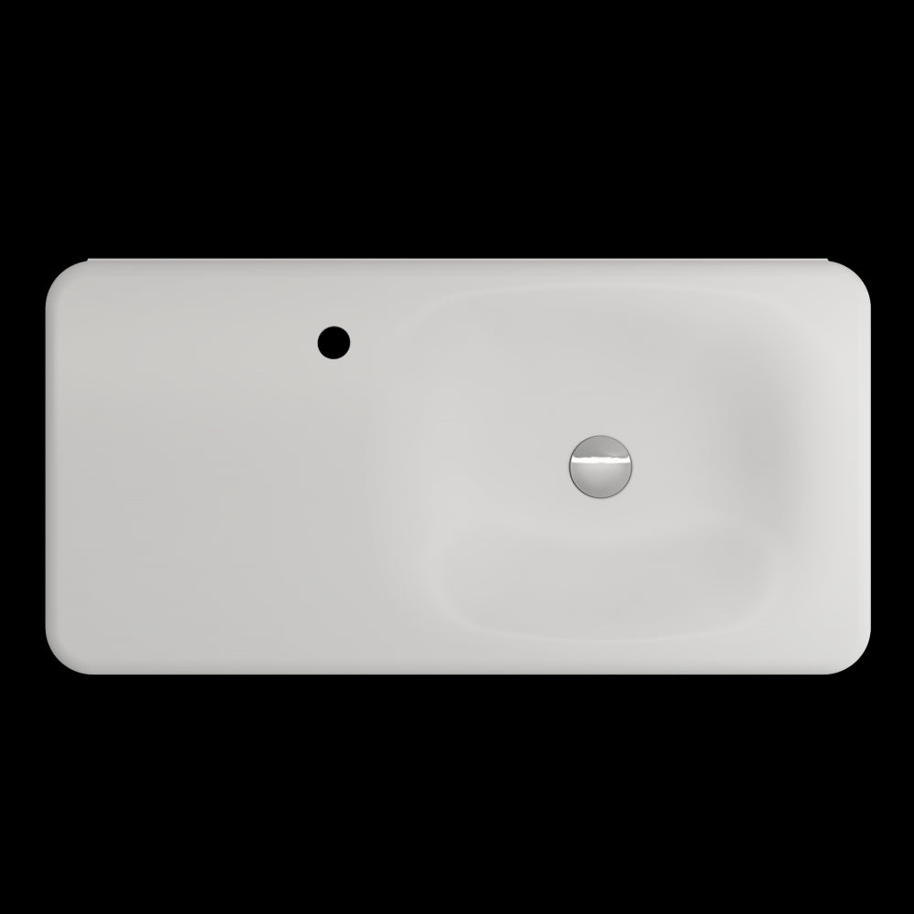 Fenice Wall-Mounted Sink Fireclay 35.5 in. 1-Hole in Matte White