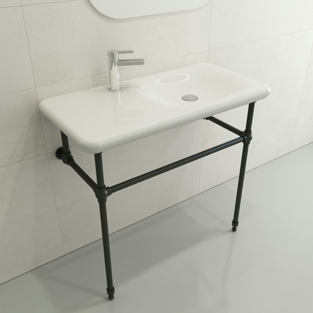 Fenice Wall-Mounted Sink Fireclay 35.5 in. 1-Hole in White