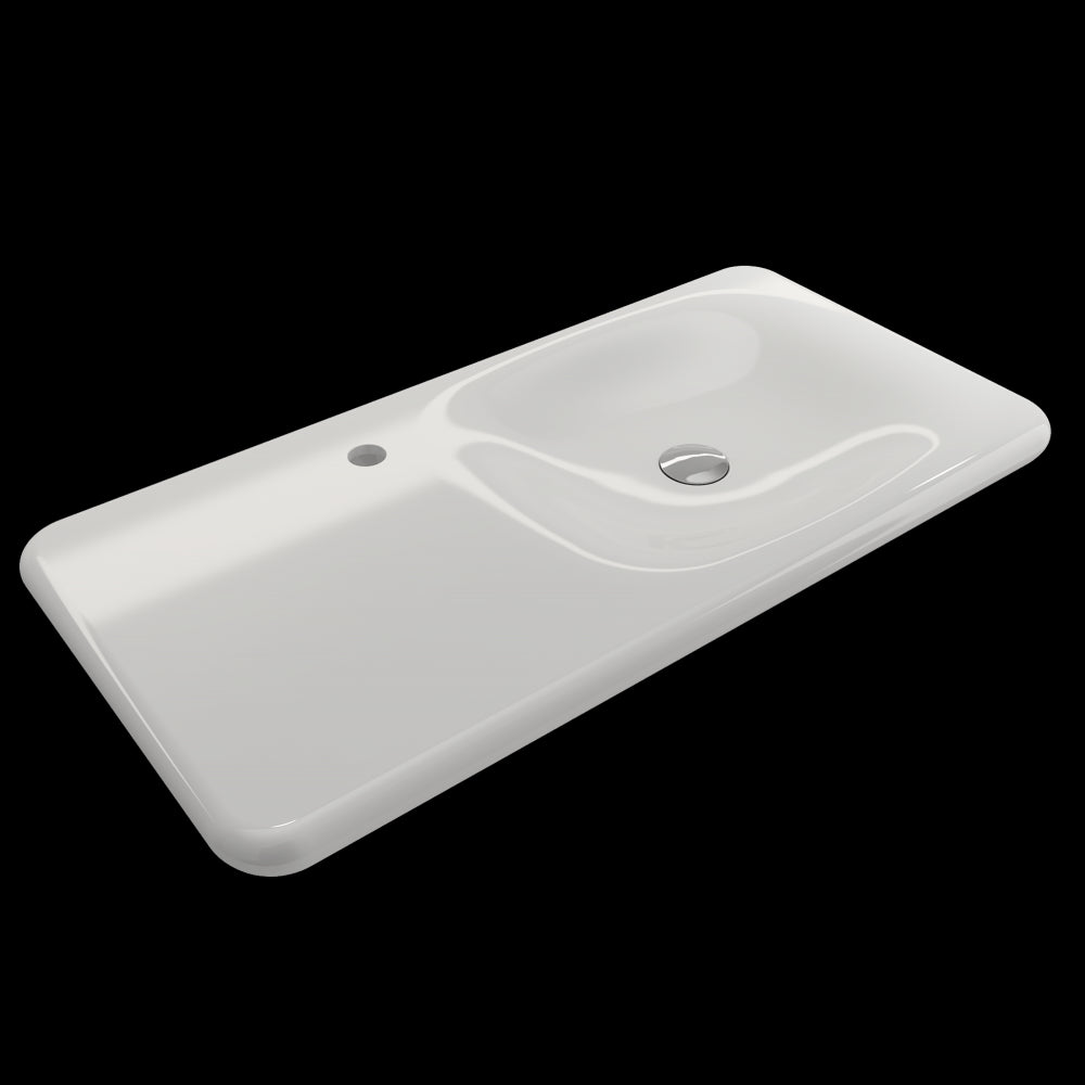 Fenice Wall-Mounted Sink Fireclay 35.5 in. 1-Hole in White