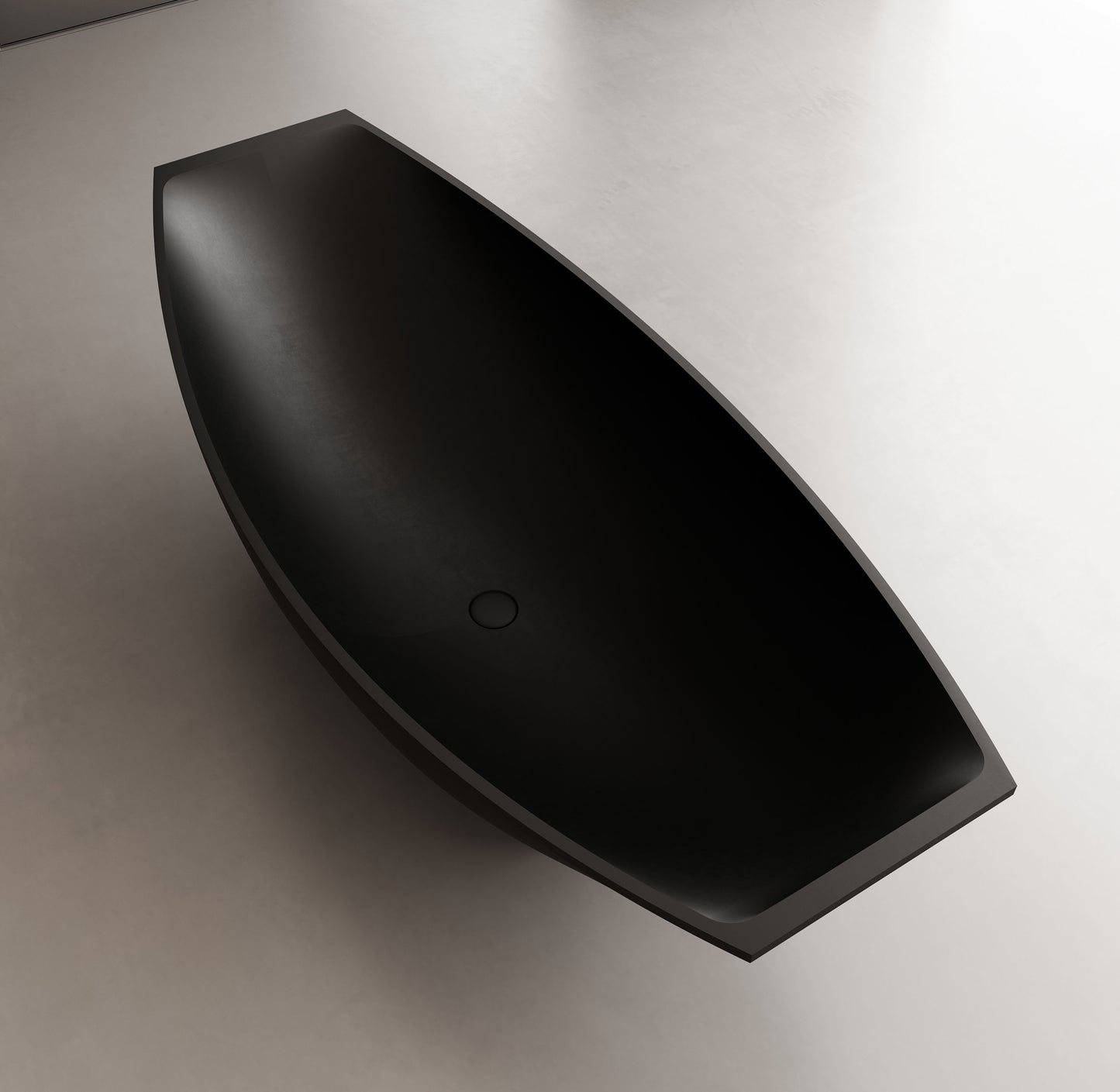 AB9991BM Black Matte 71" Solid Surface Resin Free Standing Hammock Style Bathtub