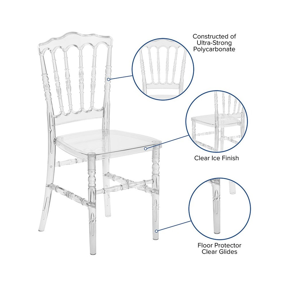 Flash Elegance Crystal Ice Napoleon Stacking Chair