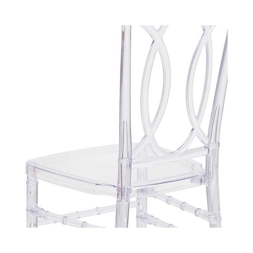 Flash Elegance Crystal Ice Stacking Chair with Designer Back