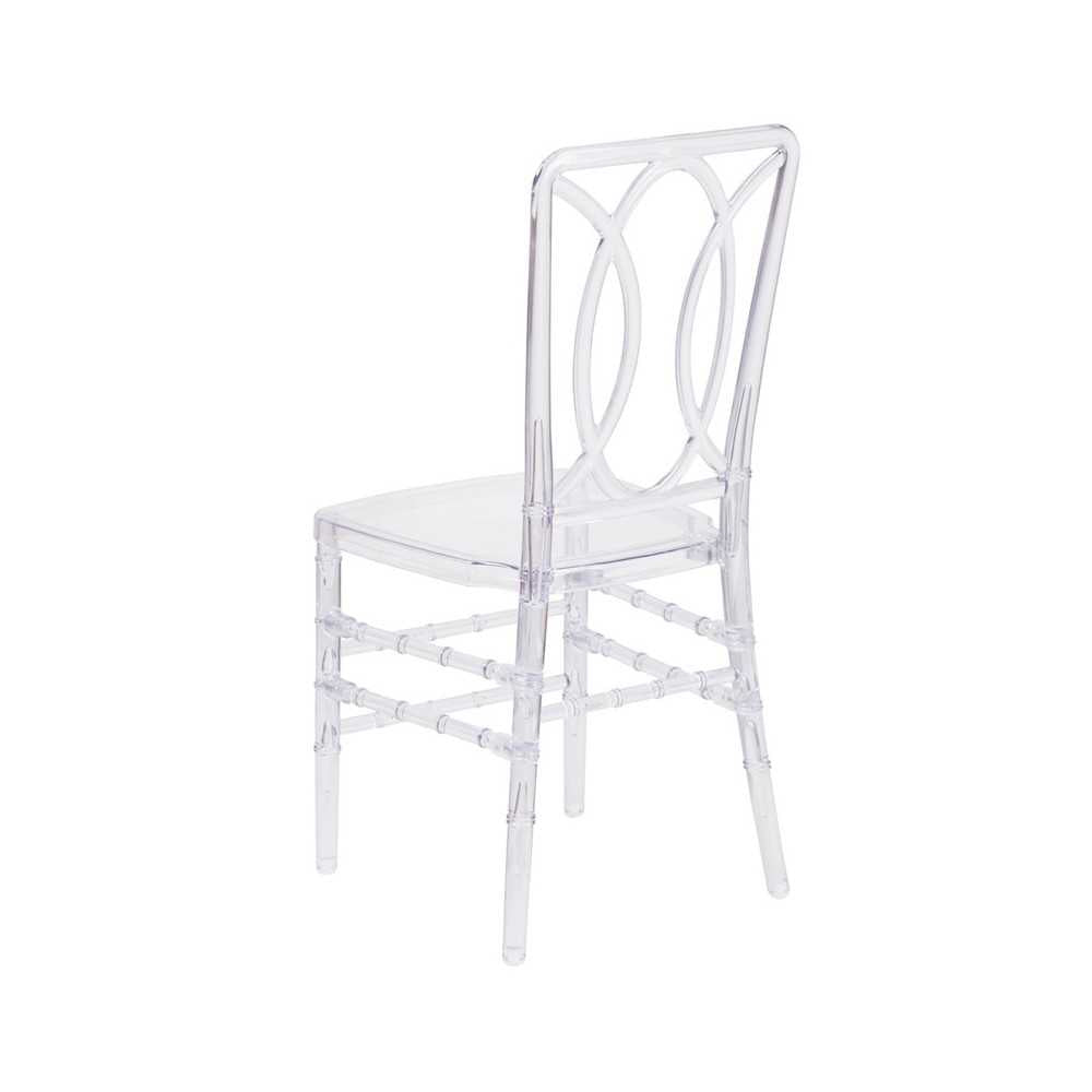 Flash Elegance Crystal Ice Stacking Chair with Designer Back