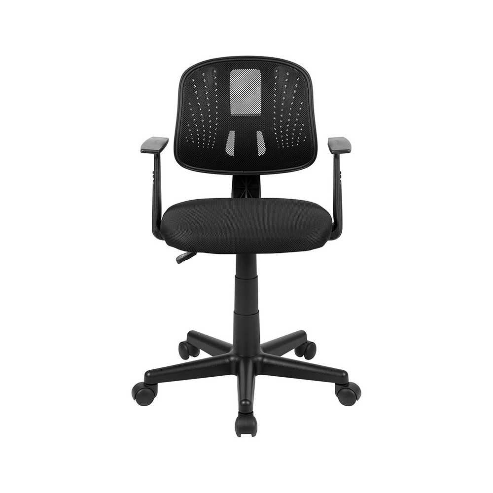 Flash Fundamentals Mid-Back Black Mesh Swivel Task Office Chair with Pivot Back and Arms, BIFMA Certified