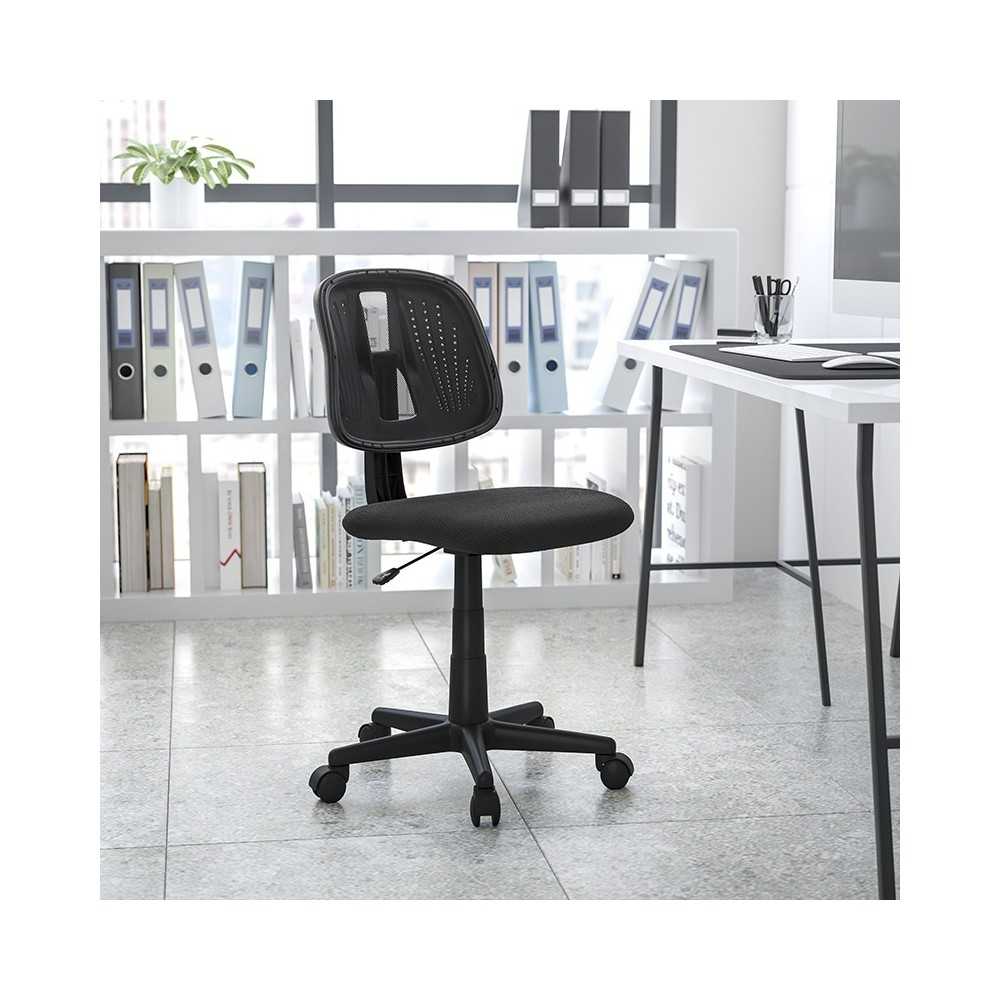 Flash Fundamentals Mid-Back Black Mesh Swivel Task Office Chair with Pivot Back, BIFMA Certified