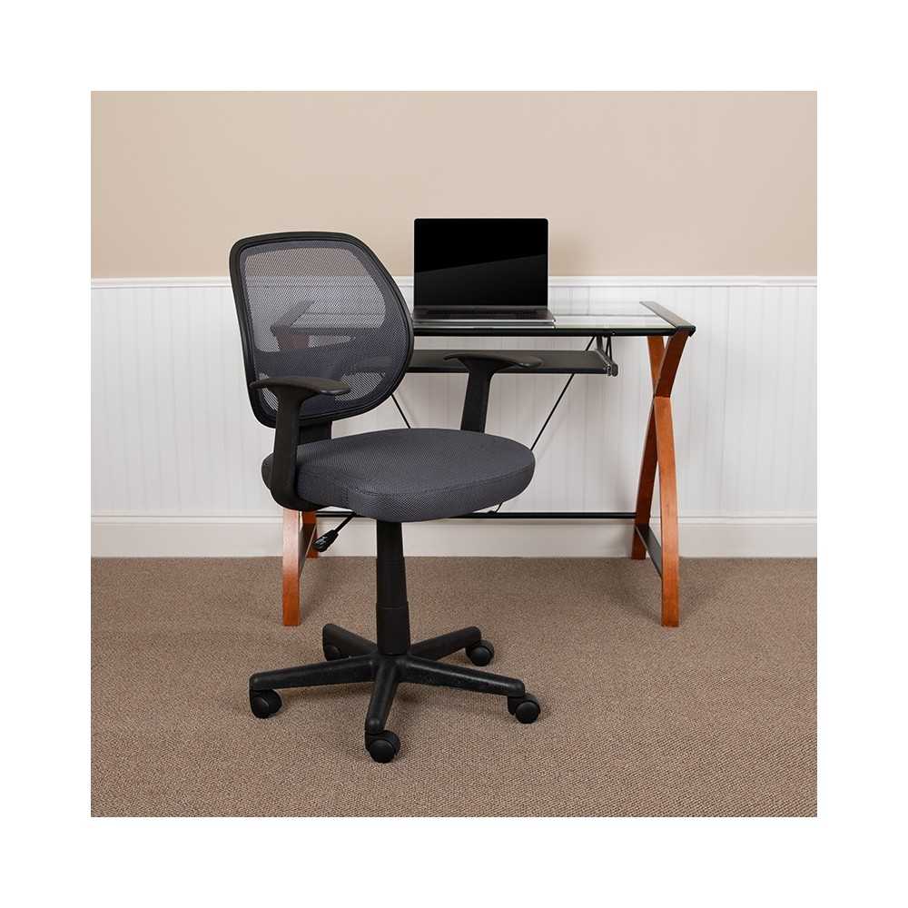 Flash Fundamentals Mid-Back Gray Mesh Swivel Ergonomic Task Office Chair with Arms, BIFMA Certified