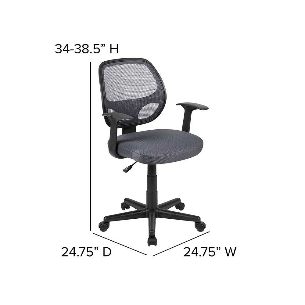 Flash Fundamentals Mid-Back Gray Mesh Swivel Ergonomic Task Office Chair with Arms, BIFMA Certified