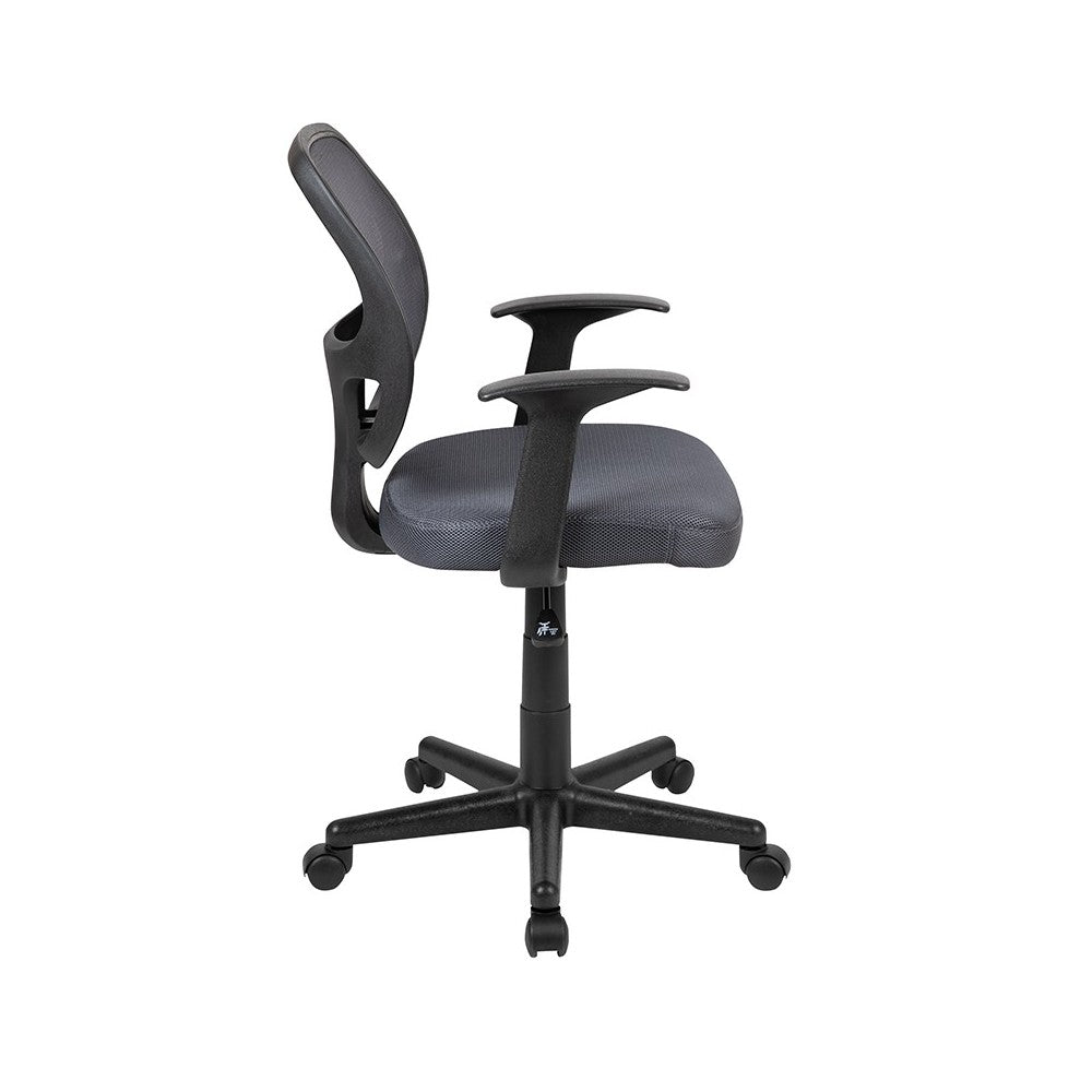 Flash Fundamentals Mid-Back Gray Mesh Swivel Ergonomic Task Office Chair with Arms, BIFMA Certified