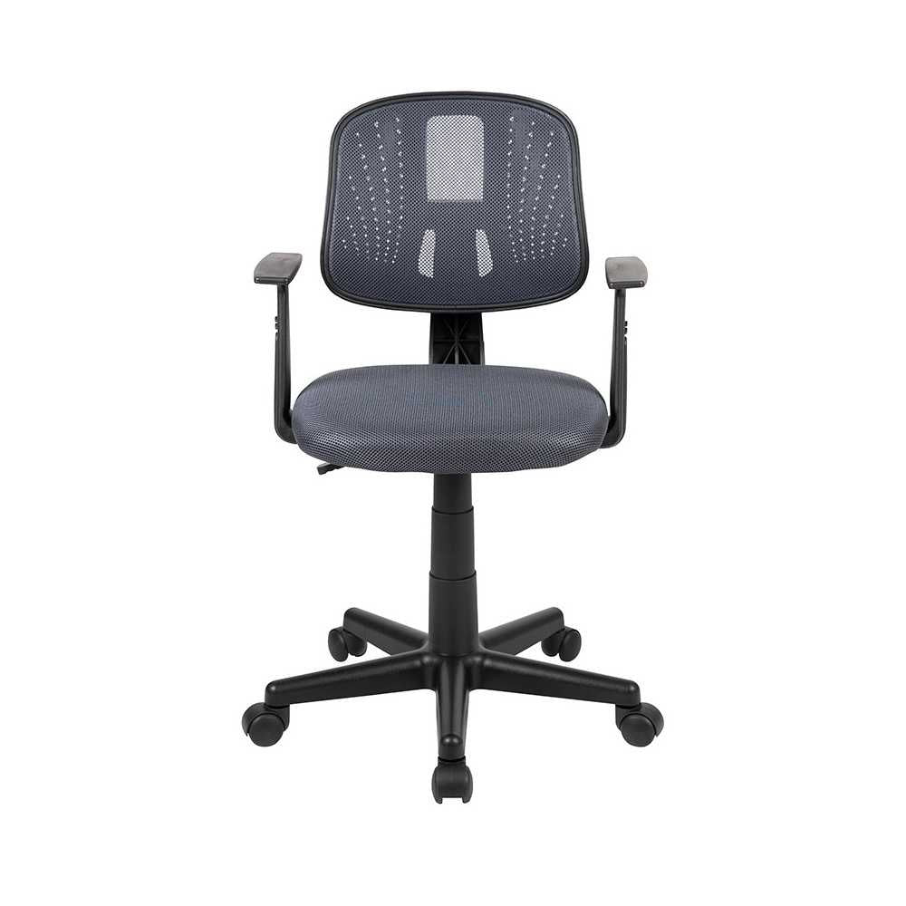 Flash Fundamentals Mid-Back Gray Mesh Swivel Task Office Chair with Pivot Back and Arms, BIFMA Certified