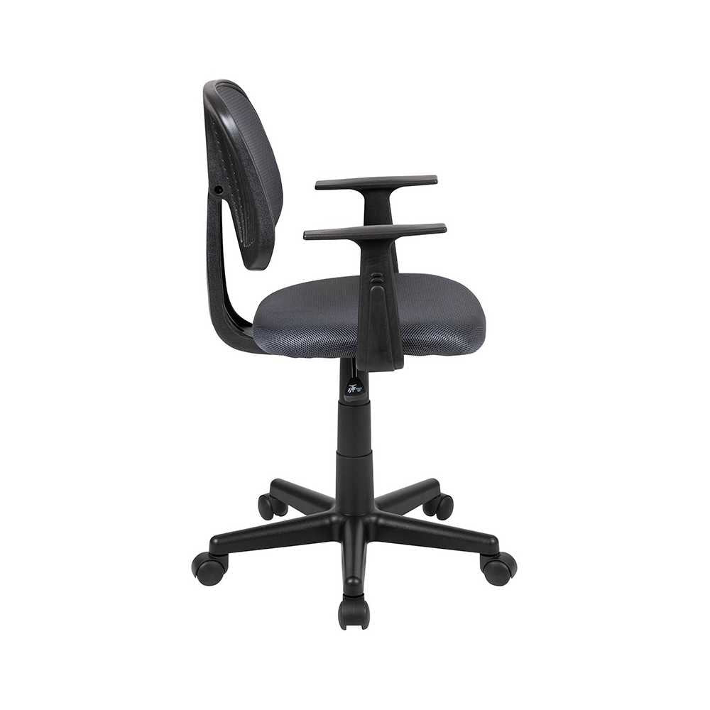 Flash Fundamentals Mid-Back Gray Mesh Swivel Task Office Chair with Pivot Back and Arms, BIFMA Certified